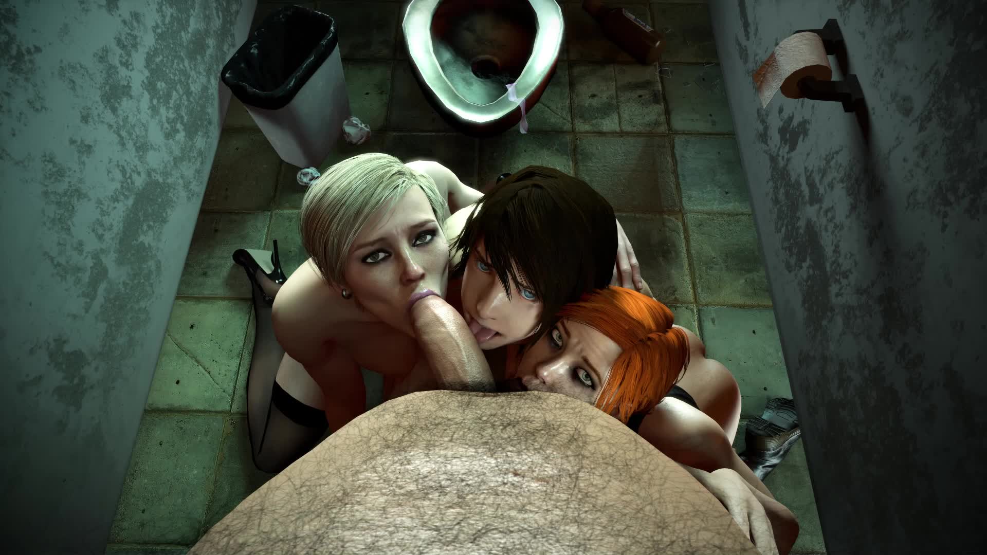 Cassie Bathroom Foursome [Spanky]